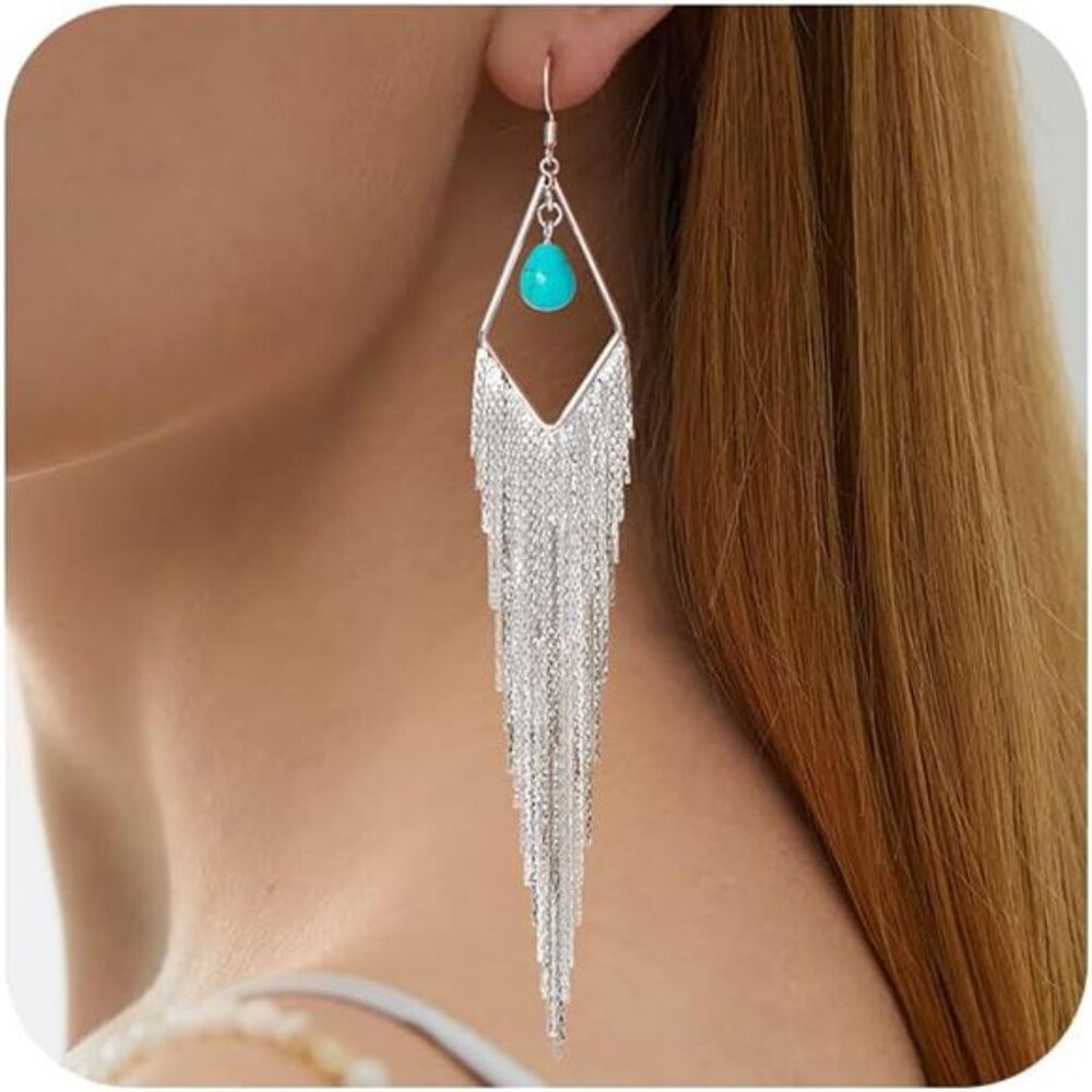 Classic Turquoise Earrings | Natural Stone Dangle Studs